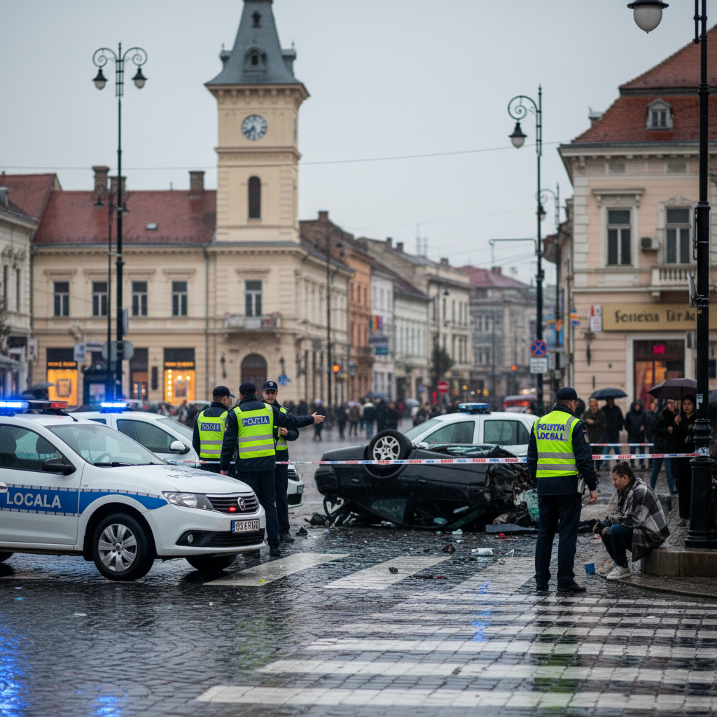 Accident în zona centrală, polițiștii locali intervind rapid