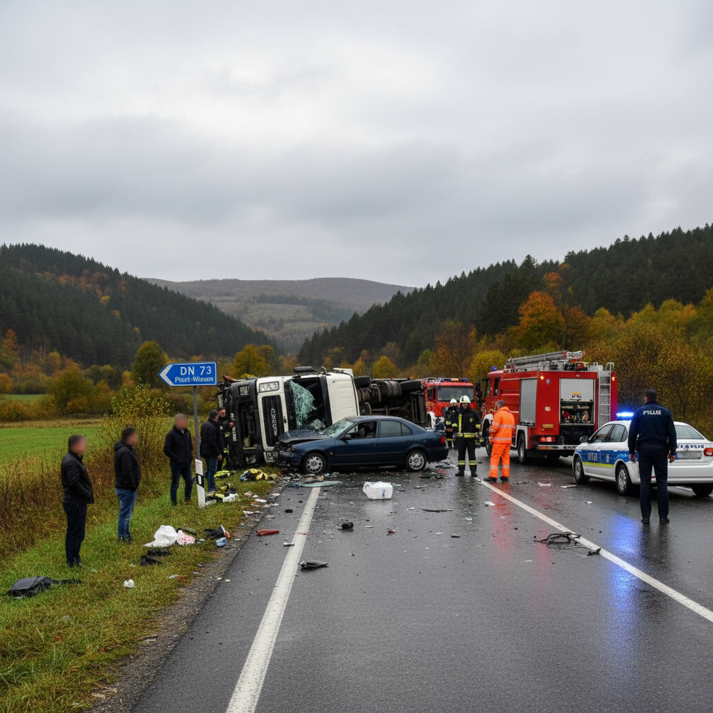 Accident neobișnuit pe DN 73, între Pitești și Mioveni