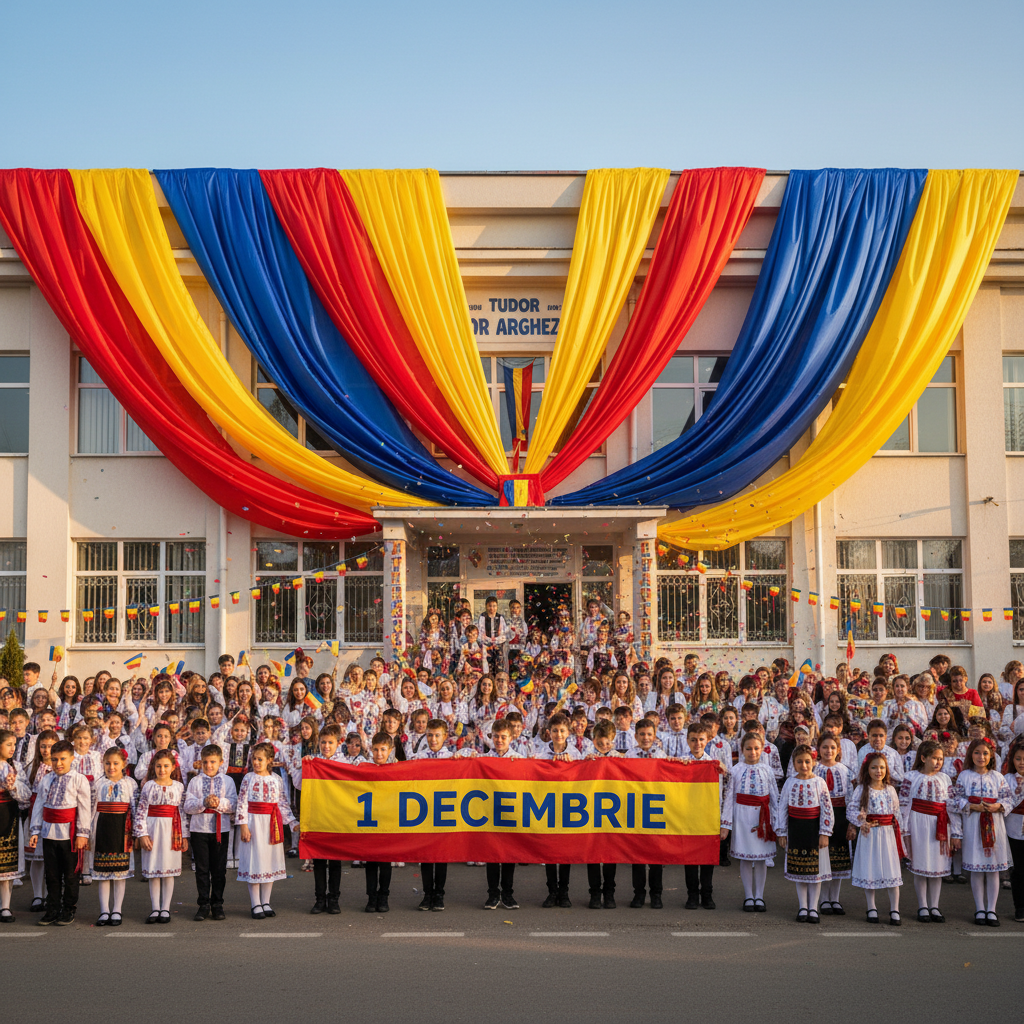 Școala Tudor Arghezi sărbătorește 1 Decembrie în culorile drapelului României